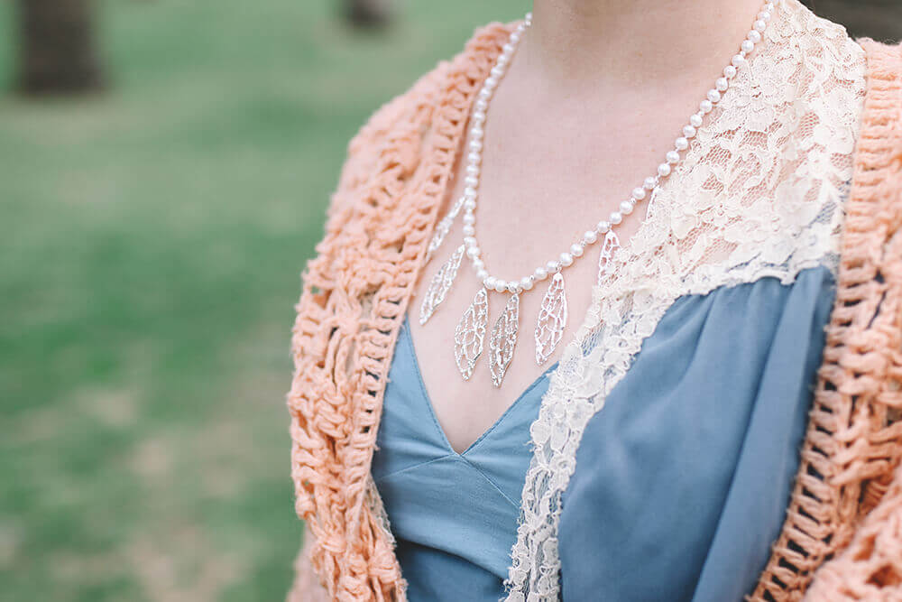 שרשת פנינים עם טוויסט מראה וינטאג'