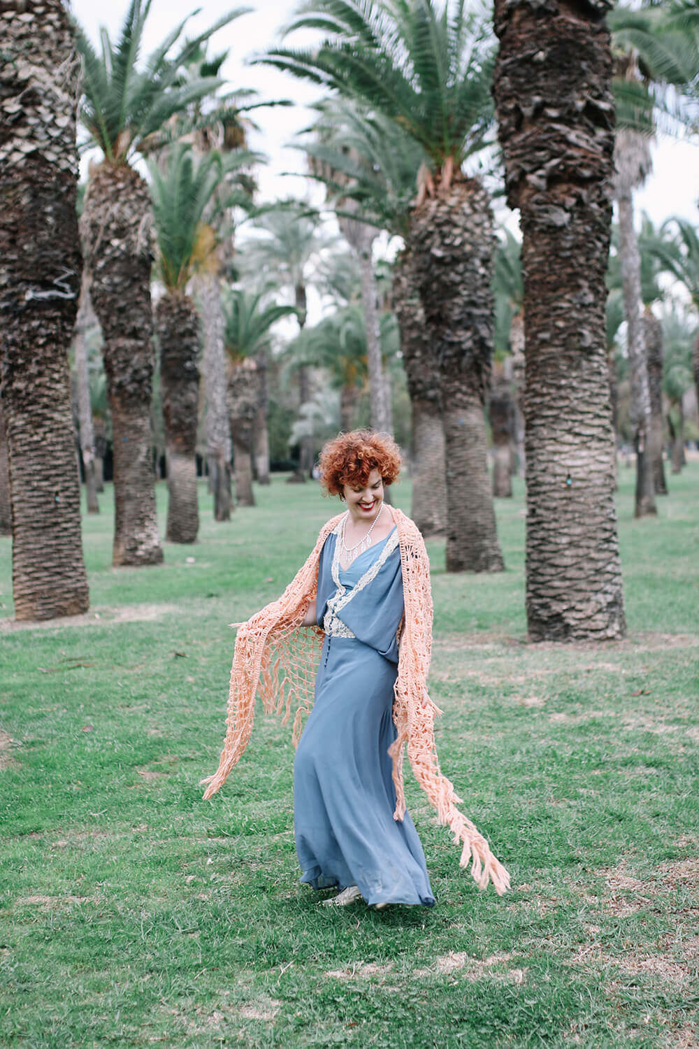 שמלה ארוכה בצבע תכלת שמלת וינטאג'